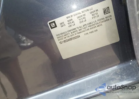 2013 Chevrolet Malibu 1Ls z USA, uszkodzony, nr VIN 1G11B5SA8DF292204